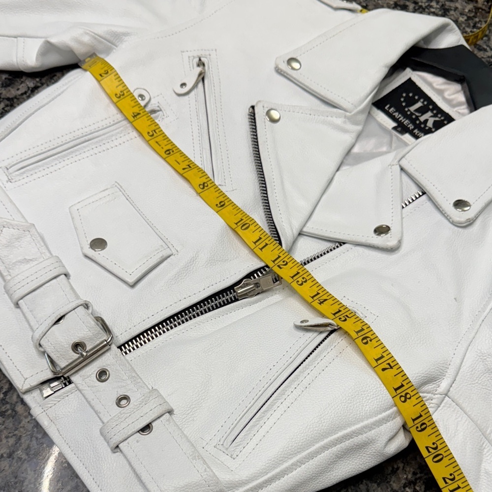 LK Women's White Leather Biker Jacket EUC L - Picture 10 of 15